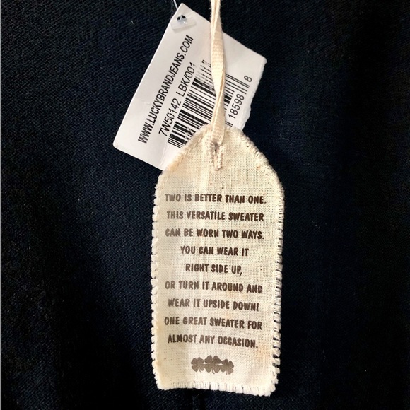 NWT LUCKY BRAND Black 2-Way Kimono/Poncho Batwing Oversized Shrug/Cardigan SM-MD - Picture 3 of 4